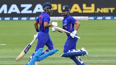 India's Shikhar Dhawan (R) and Shreyas Iyer run between the wickets during the third and final one-day international cricket match between New Zealand and India at Hagley Oval in Christchurch on November 30, 2022. (Photo by Sanka Vidanagama / AFP) (AFP) India's Shikhar Dhawan (R) and Shreyas Iyer run between the wickets during the third and final one-day international cricket match between New Zealand and India at Hagley Oval in Christchurch on November 30, 2022. (Photo by Sanka Vidanagama / AFP) (AFP)