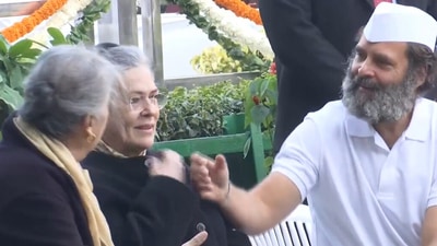 Rahul Gandhi was captured sharing a joyful moment with his mother and former Congress president Sonia Gandhi. (ANI) Rahul Gandhi was captured sharing a joyful moment with his mother and former Congress president Sonia Gandhi. (ANI)