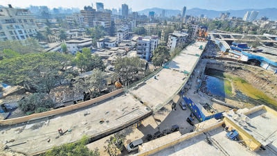 Thane, India - December , 28, 2022:The ongoing work of SATIS at Thane East Kopri, to ease congestion at Thane station premises , India, on,Wedesday, December, 28, 2022. ( Praful Gangurde / HT Photo)