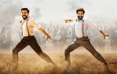 Ram Charan and NTR Jr, in Naacho Naacho from RRR. Ram Charan and NTR Jr, in Naacho Naacho from RRR.