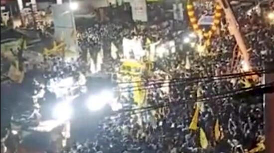 Nellore: A stampede-like situation reportedly broke out at TDP chief Chandrababu Naidu’s road show that left seven people dead and several injured in Andhra Pradesh’s Nellore district (PTI/Image via Twitter/JaiTDP)