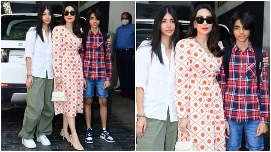 Karisma Kapoor attends Christmas lunch hosted by Kunal Kapoor with her kids.(HT Photo/Varinder Chawla)