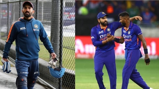 Dinesh Karthik; Rohit Sharma and Hardik pandya(getty images) Dinesh Karthik; Rohit Sharma and Hardik pandya(getty images)