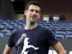 Novak Djokovic addresses the media following a practice session ahead of the Adelaide International Tennis tournament Novak Djokovic addresses the media following a practice session ahead of the Adelaide International Tennis tournament