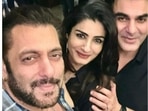 Salman Khan with Raveena Tandon and Arbaaz Khan. Salman Khan with Raveena Tandon and Arbaaz Khan.