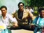 Ajay Devgn doing the iconic split on two bikes in his Bollywood debut film Phool Aur Kaante. Ajay Devgn doing the iconic split on two bikes in his Bollywood debut film Phool Aur Kaante.