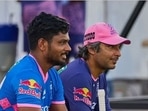 Sanju Samson (L) with Kumar Sangakkara Sanju Samson (L) with Kumar Sangakkara
