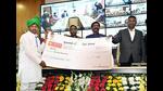 Chief minister Hemant Soren presents a cheque to a farmer during a programme to mark the three-year celebration of the Jharkhand government in Ranchi on Thursday. (ANI)