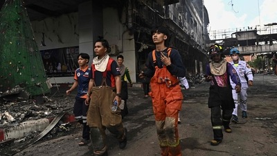 Banteay Meanchey police chief Sithi Loh said 360 emergency personnel and 11 firetrucks had been sent to the scene of the fire.&nbsp; (AFP)