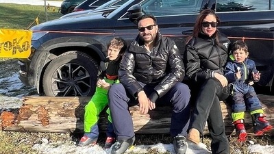Kareena Kapoor is on a vacation with husband Saif Ali Khan and kids Taimur Ali Khan and Jehangir Ali Khan.