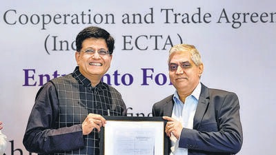 Piyush Goyal formally operationalised the India-Australia Economic and Cooperation Trade Agreement (Ind-Aus ECTA) (PTI)