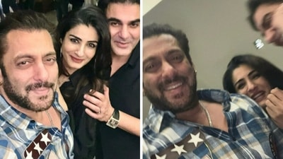 Salman Khan with Raveena Tandon and Arbaaz Khan. Salman Khan with Raveena Tandon and Arbaaz Khan.