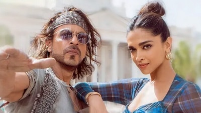 Shah Rukh Khan and Deepika Padukone in a still from Pathaan. Shah Rukh Khan and Deepika Padukone in a still from Pathaan.