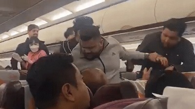 The mid-air brawl took place on board flight between Bangkok and Kolkata. (Twitter/ANI)