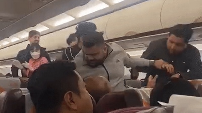 The mid-air brawl took place on board flight between Bangkok and Kolkata. (Twitter/ANI) The mid-air brawl took place on board flight between Bangkok and Kolkata. (Twitter/ANI)
