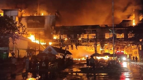 A fire at The Grand Diamond City casino and hotel in the border town of Poipet in western Cambodia killed at least 16 people and injured around 53. The fire lasted more than 12 hours. Neighbouring Thailand sent firetrucks to help fight the blaze in a bustling border town. (AFP)