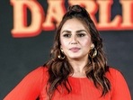 Actor Huma Qureshi at the trailer launch of her film Monica, O My Darling in Mumbai in October 2022.. (PTI Photo)(PTI)