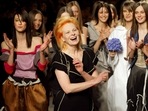 In this file photo taken on October 7, 2002 British designer Vivienne Westwood acknowledges the audience after her show during the spring/summer 2003 ready-to-wear collections in Paris. In this file photo taken on October 7, 2002 British designer Vivienne Westwood acknowledges the audience after her show during the spring/summer 2003 ready-to-wear collections in Paris.