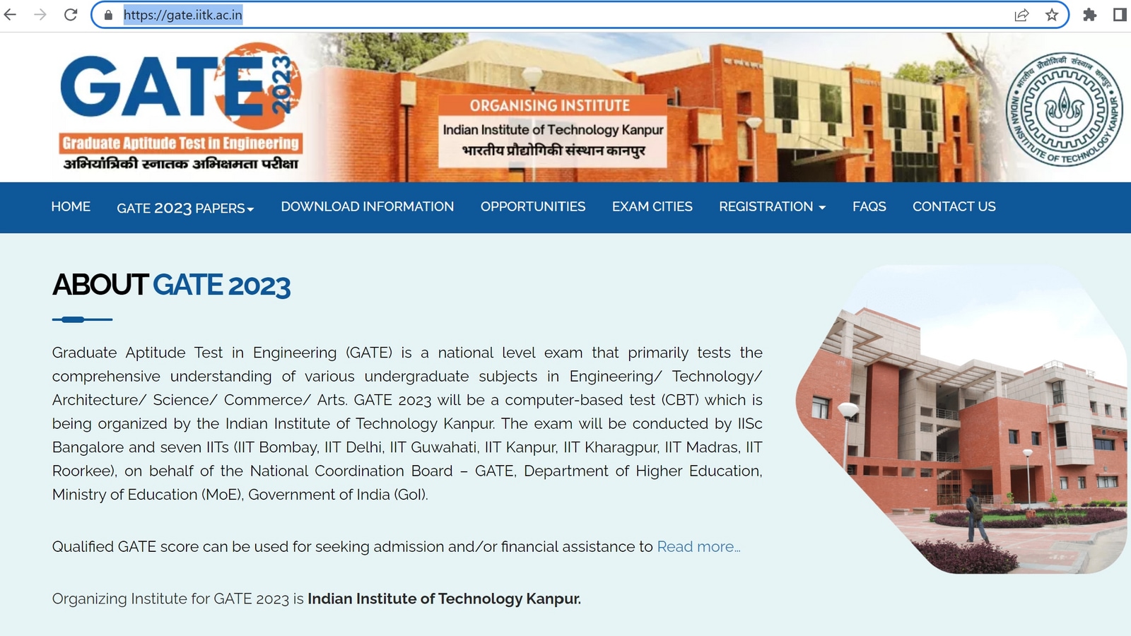 GATE 2023 Admit Card How to download IIT GATE hall ticket at gate.iitk