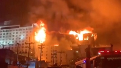 Cambodia Casino Fire: Fire engulfs part of the Grand Diamond City casino. (AP)