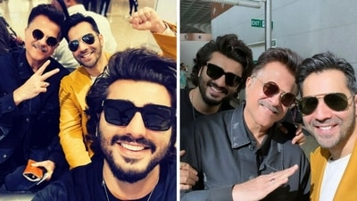 Actor Anil Kapoor poses with nephew Arjun Kapoor and Jugjugg Jeeyo co-star Varun Dhawan. Actor Anil Kapoor poses with nephew Arjun Kapoor and Jugjugg Jeeyo co-star Varun Dhawan.