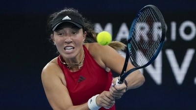United States' Jessica Pegula makes a backhand return to Petra Kvitova of the Czech Republic at the United Cup tennis event in Sydney, Australia, Friday, Dec. 30, 2022. (AP Photo/Mark Baker) (AP) United States' Jessica Pegula makes a backhand return to Petra Kvitova of the Czech Republic at the United Cup tennis event in Sydney, Australia, Friday, Dec. 30, 2022. (AP Photo/Mark Baker) (AP)
