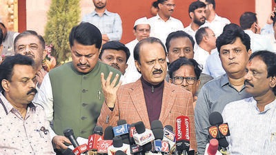 Nagpur, Dec 30 (ANI): Leader of Opposition in Maharashtra Assembly Ajit Pawar addresses the press conference on the last day of Winter Session of State Assembly, in Nagpur on Friday. (ANI Photo) (Snehal Sontakke) Nagpur, Dec 30 (ANI): Leader of Opposition in Maharashtra Assembly Ajit Pawar addresses the press conference on the last day of Winter Session of State Assembly, in Nagpur on Friday. (ANI Photo) (Snehal Sontakke)