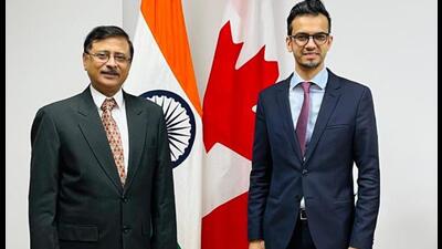 New Indian High Commissioner Sanjay Kumar Verma (left) with Sameer Zuberi, MP for Pierrefonds-Dollard in the province of Quebec, at the diplomatic mission in Ottawa, Canada. (TWITTER) New Indian High Commissioner Sanjay Kumar Verma (left) with Sameer Zuberi, MP for Pierrefonds-Dollard in the province of Quebec, at the diplomatic mission in Ottawa, Canada. (TWITTER)