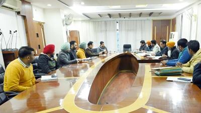 Officials during a meeting regarding Jamalpur STP at the MC’s Zone - D office in Ludhiana. (HT PHOTO)
