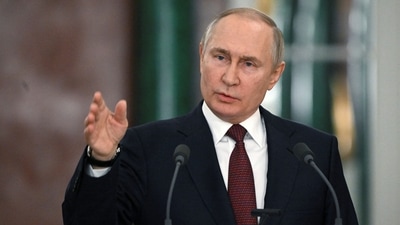 Russian President Vladimir Putin speaks during a news conference. (REUTERS)