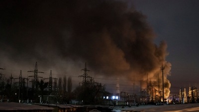 Russia-Ukraine War: Smoke billows from a power infrastructure following a Russian drone attack. (AP)