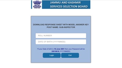 JKSSB SI Answer Key out at jkssb.nic.in JKSSB SI Answer Key out at jkssb.nic.in