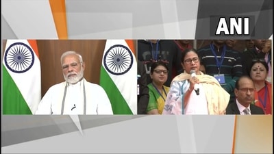 West Bengal chief minister speaks at the event in Kolkata virtually attended by Prime Minister Narendra Modi. West Bengal chief minister speaks at the event in Kolkata virtually attended by Prime Minister Narendra Modi.