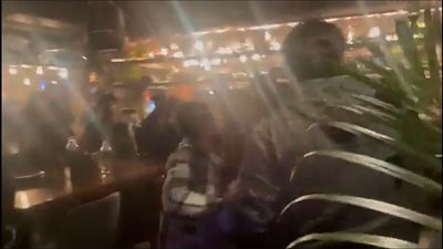 Brawl at a pub in Noida's Garden Galleria Mall. Brawl at a pub in Noida's Garden Galleria Mall.