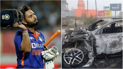Rishabh Pant; visual from the car accident (AP/ANI) Rishabh Pant; visual from the car accident (AP/ANI)