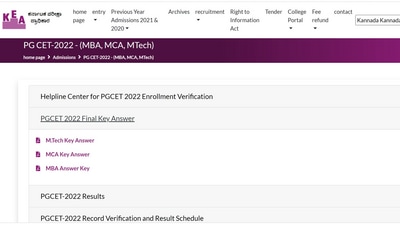 Karnataka PGCET 2022 answer key out at cetonline.karnataka.gov.in Karnataka PGCET 2022 answer key out at cetonline.karnataka.gov.in