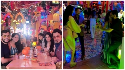 Aman Gupta and Anupam Mittal danced with their wives at a Dubai club. Aman Gupta and Anupam Mittal danced with their wives at a Dubai club.