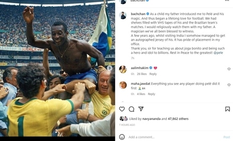 Abhishek Bachchan posted about Pele on Instagram. Abhishek Bachchan posted about Pele on Instagram.