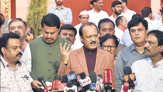 Nagpur, Dec 30 (ANI): Leader of Opposition in Maharashtra Assembly Ajit Pawar addresses the press conference on the last day of Winter Session of State Assembly, in Nagpur on Friday. (ANI Photo) (Snehal Sontakke)