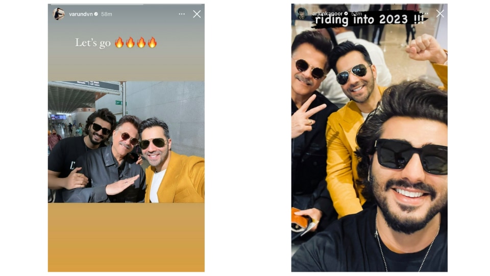 Varun Dhawan and Arjun Kapoor shared pictures as they headed for vacation via Instagram Stories.