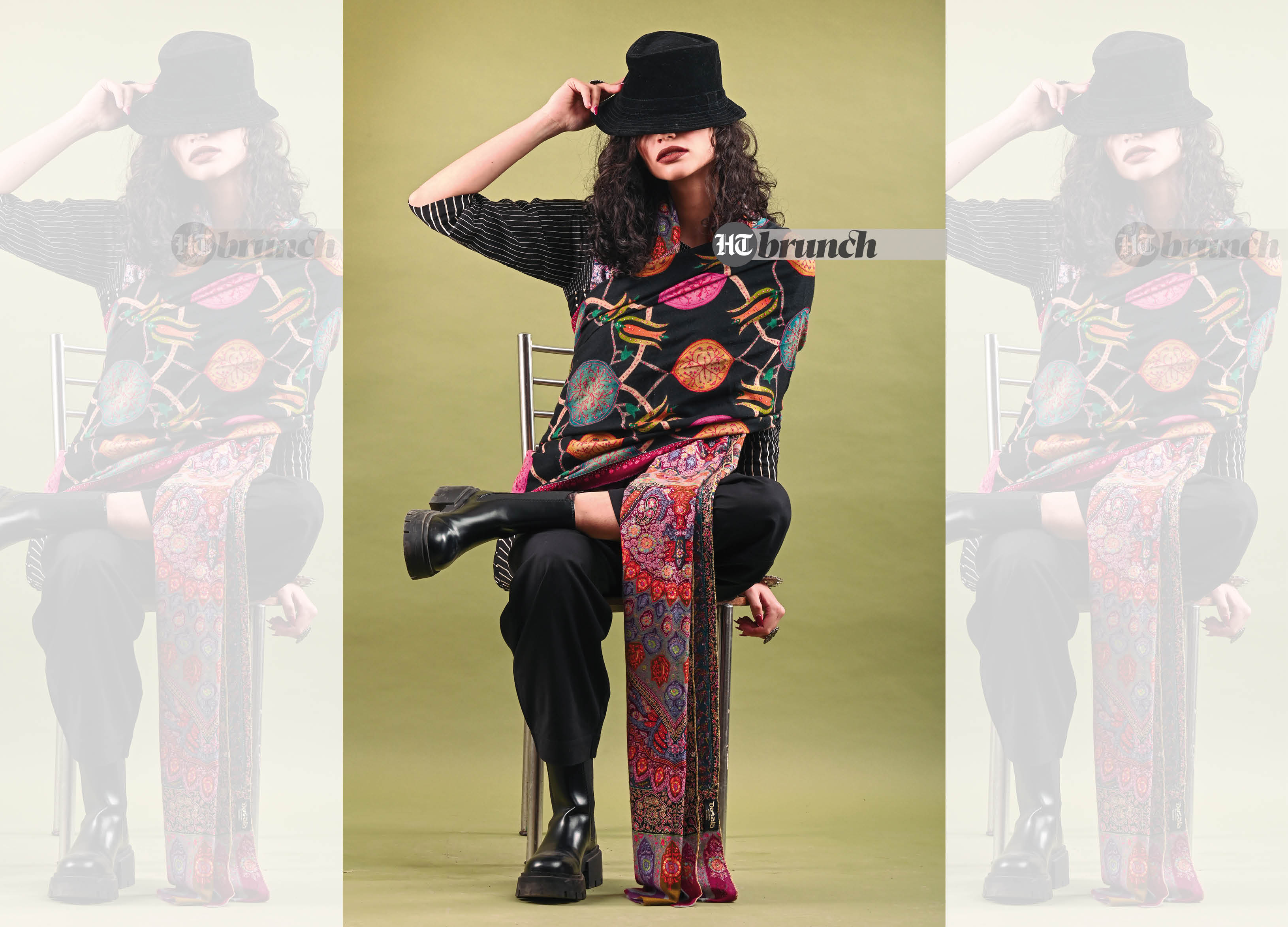 Scarves by Dushala; Kurta and pants by Abraham & Thakore; Hat by Carlton London; Boots by H&M Scarves by Dushala; Kurta and pants by Abraham & Thakore; Hat by Carlton London; Boots by H&M