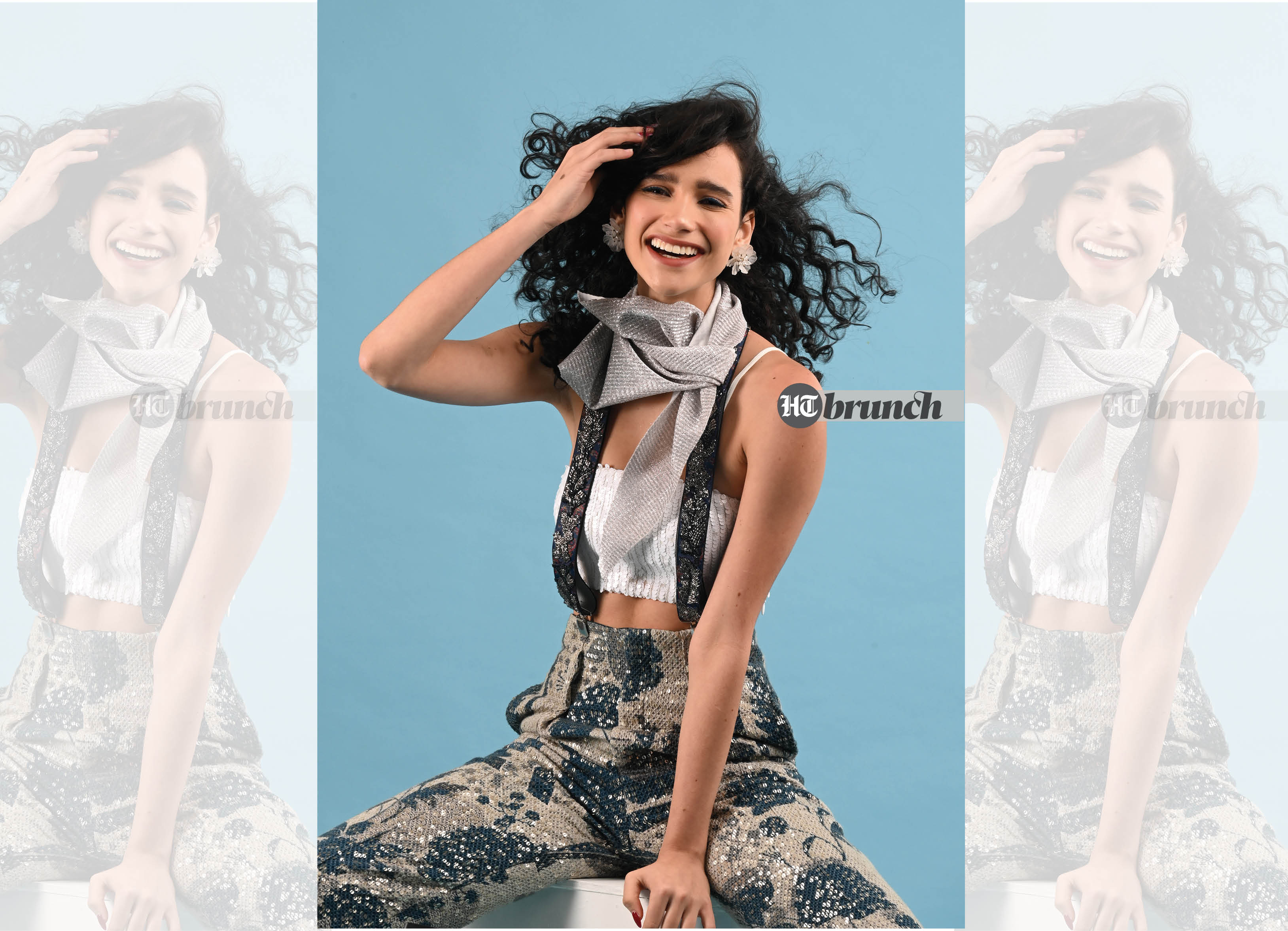 Crop top by Ani Clothing; Pants and suspenders by Nitika Mahisalkar; Earrings by Forever New Crop top by Ani Clothing; Pants and suspenders by Nitika Mahisalkar; Earrings by Forever New