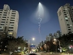 South Korea: The light trail is seen in Goyang, South Korea. South Korea: The light trail is seen in Goyang, South Korea.