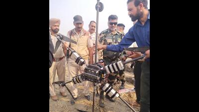 BSF has also deployed electronic jammers and spoofers to block the frequencies and navigation path of these narcotics and arms-carrying drones leading to their immobilisation. (HT Photo) BSF has also deployed electronic jammers and spoofers to block the frequencies and navigation path of these narcotics and arms-carrying drones leading to their immobilisation. (HT Photo)