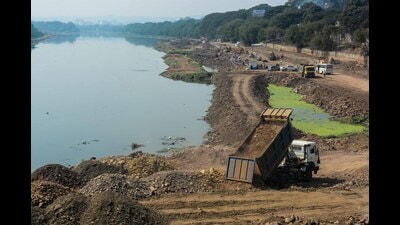 Riverfront project work in progress at Bund Garden. (HT FILE PHOTO) Riverfront project work in progress at Bund Garden. (HT FILE PHOTO)