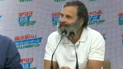 Rahul Gandhi sums up his journey so far at a press conference in Delhi today. (ANI) Rahul Gandhi sums up his journey so far at a press conference in Delhi today. (ANI)