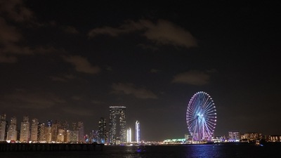 New Year Celebrations 2023: A view of the Dubai skyline and the Ain Dubai (Dubai Eye) observation wheel in the gulf emirate. (AFP) New Year Celebrations 2023: A view of the Dubai skyline and the Ain Dubai (Dubai Eye) observation wheel in the gulf emirate. (AFP)