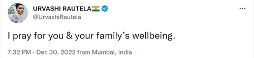 Urvashi Rautela on Twitter.
