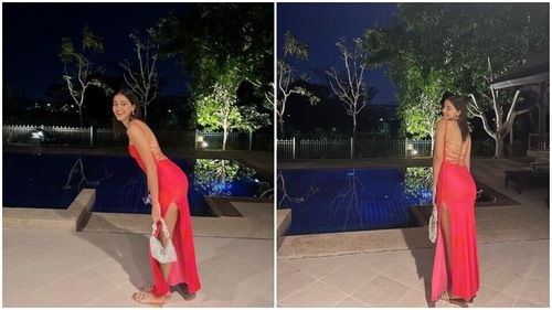 Ananya Panday in a backless pink dress. (Instagram) Ananya Panday in a backless pink dress. (Instagram)