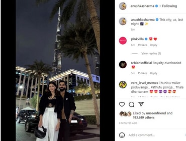Anushka Sharma with Virat Kohli as they step out in Dubai. Anushka Sharma with Virat Kohli as they step out in Dubai.